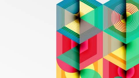 Abstract geometric design. Colorful hexagonal patterns create dynamic visual Stock Illustration