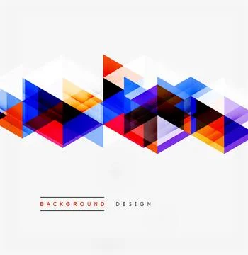 Abstract geometric design. Colorful triangles overlap creating dynamic patter Illustrazione stock