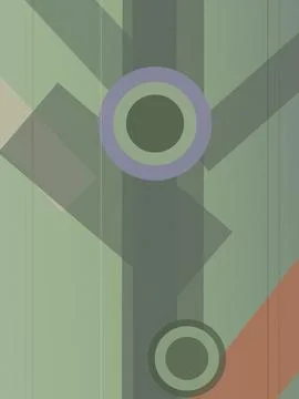 Abstract geometric design with concentric circle icons and layered triangle.. Illustrazione stock