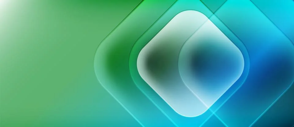 Abstract geometric design. Concentric squares create depth, using cool green, Stock Illustration