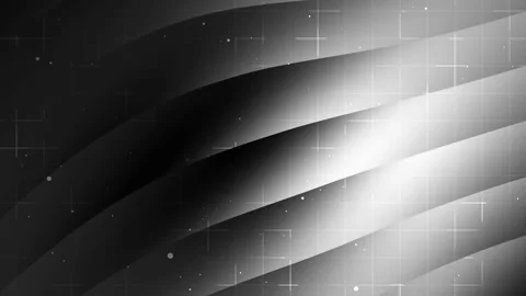 Abstract geometric design with curved grayscale bands, grid lines, and dots Stock Footage 301411850