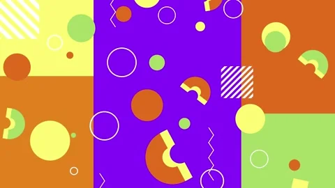 Abstract geometric design elements on a colorful backdrop seamless 4k video Stock Footage 295751179