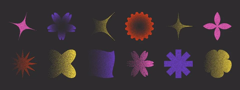 Abstract geometric design elements with photocopy effect. Vector noise grai.. Stock Illustration