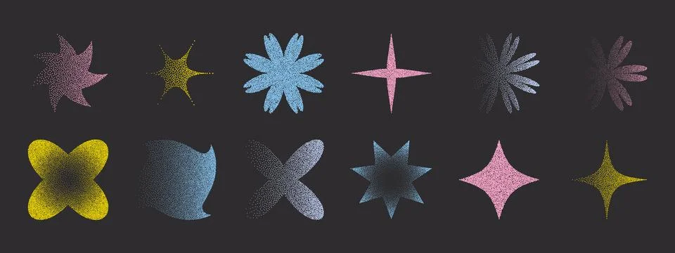 Abstract geometric design elements with photocopy effect. Modern shapes in .. Stock Illustration