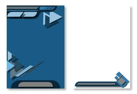 Abstract geometric design features blue shapes on a white background creating Stock-Illustration