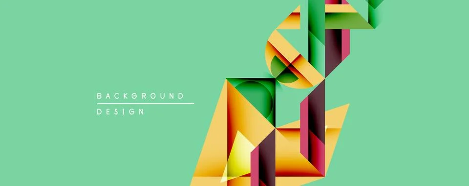Abstract geometric design features layered shapes, vibrant colors. Mint Stock Illustration