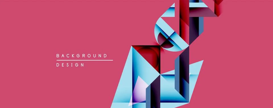 Abstract geometric design features layered ribbons, vibrant colors. Pink Ilustração Stock