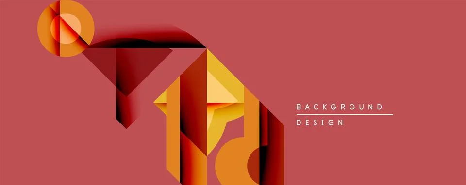 Abstract geometric design features layered shapes, warm color palette. Red Ilustração Stock