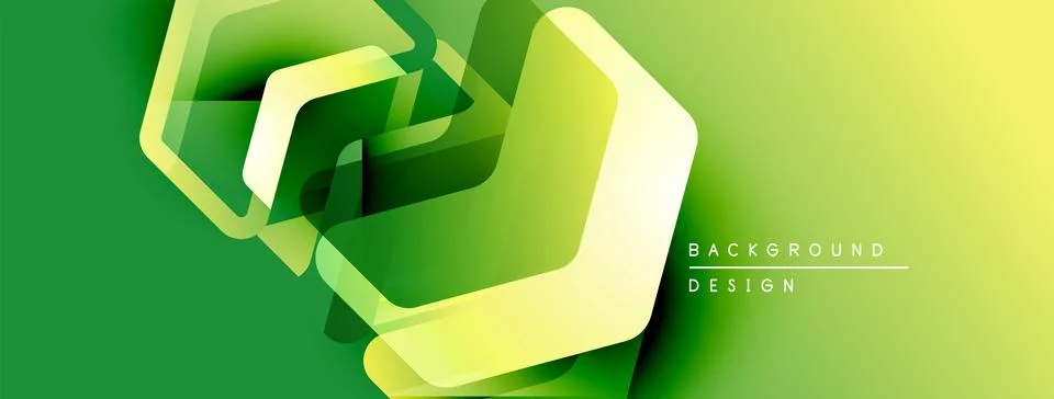 Abstract geometric design features layered hexagons. Gradient shades of green Stock Illustration