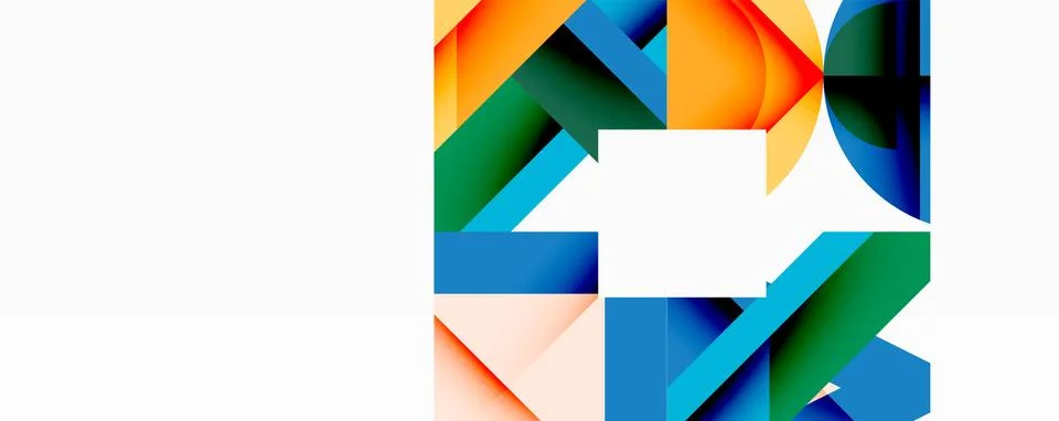 Abstract geometric design features overlapping colorful arrows forming star Stock Illustration