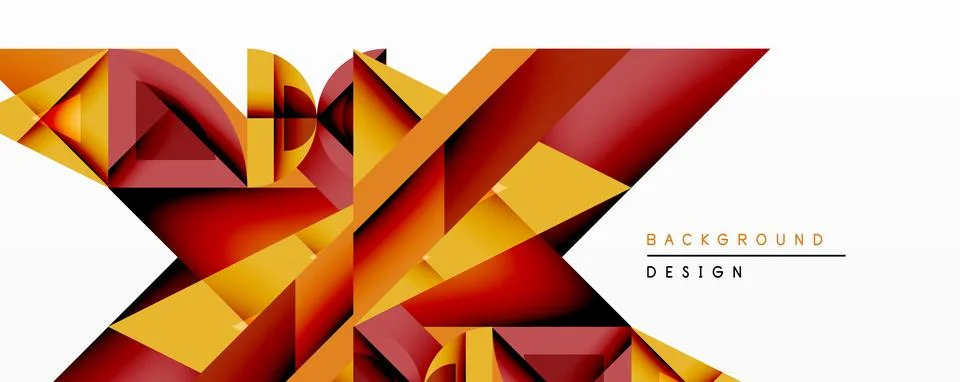 Abstract geometric design features overlapping polygons. Warm color palette Stock Illustration