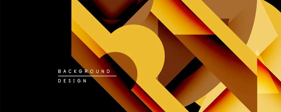 Abstract geometric design features overlapping golden lines, gradients. Warm Illustrazione stock