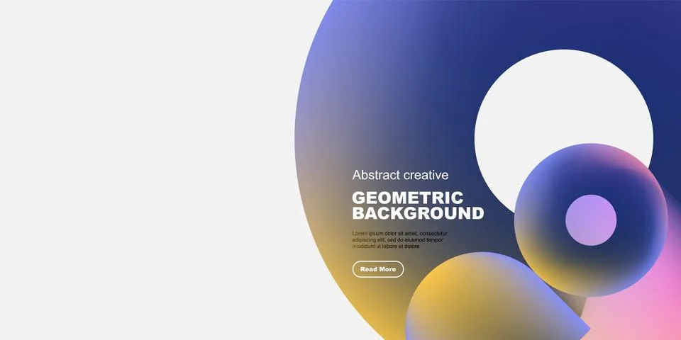 Abstract geometric design features overlapping colorful circles. White space Illustrazione stock