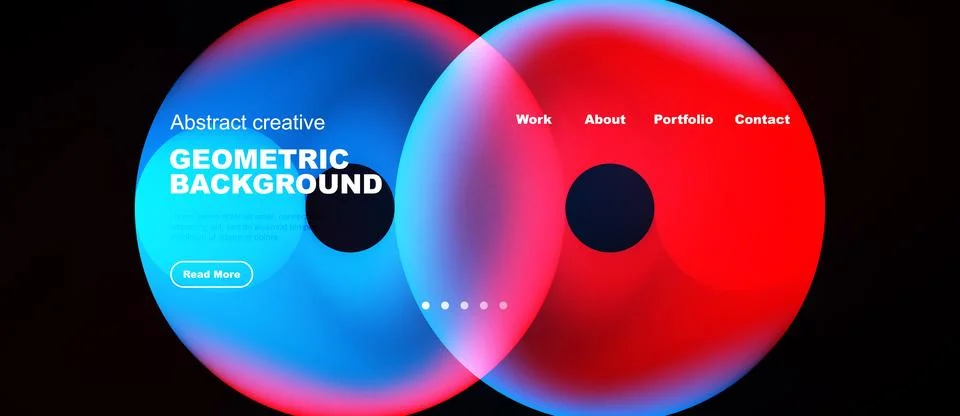 Abstract geometric design features overlapping colorful circles. Text element Illustrazione stock
