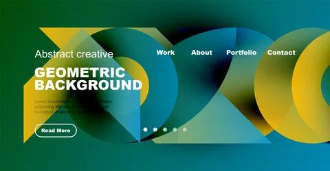 Abstract geometric design features vibrant colors, text overlays, navigation イラスト素材