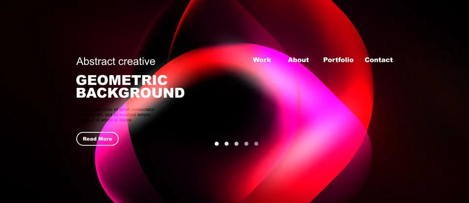 Abstract geometric design features vibrant pink, red hues. Dark background 스톡 일러스트