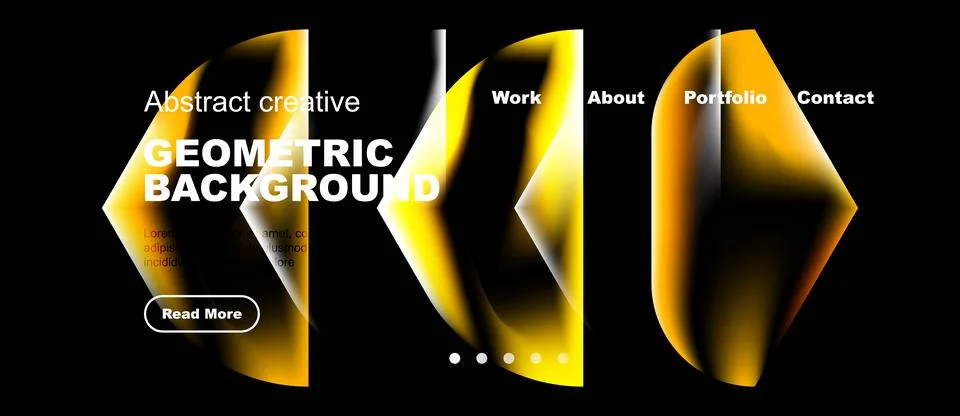 Abstract geometric design features vibrant yellow shapes over dark background Ilustração Stock