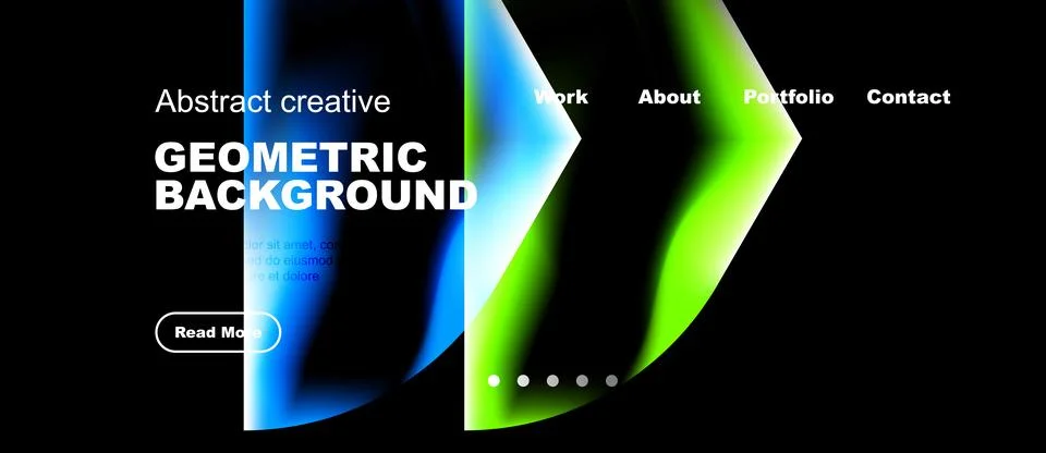 Abstract geometric design features vibrant blue, green gradients. Website h.. Stock Illustration