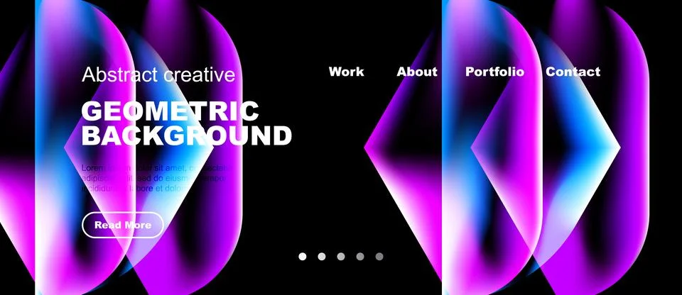Abstract geometric design features vibrant gradients, text elements, navigati Stock Illustration