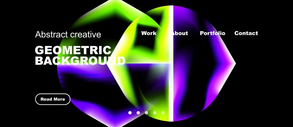Abstract geometric design features vibrant colors, flowing shapes, text ele.. Stock Illustration