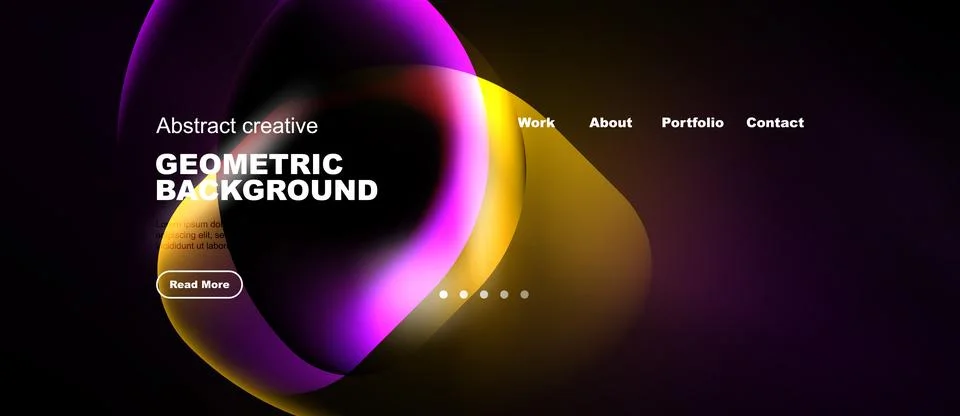 Abstract geometric design features vibrant color gradients. Website header Stock Illustration