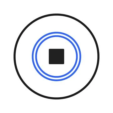 Abstract geometric design featuring concentric circles and a solid square p.. Stock Illustration
