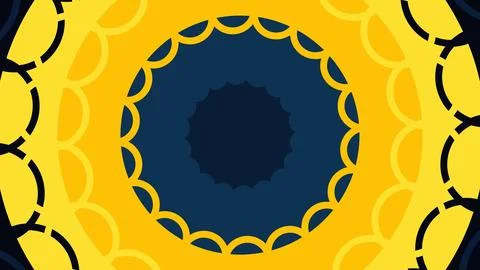 Abstract geometric design featuring concentric circles in yellow with black a 库存插图