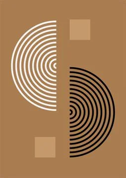 Abstract geometric design featuring half circles with concentric lines in b.. Stock Illustration