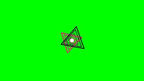 Abstract geometric design featuring layered triangles on a vibrant green scre Stock Footage 341824287
