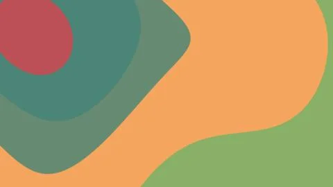 Abstract geometric design featuring layered shapes in green orange and red to Stock Illustration