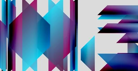 Abstract geometric design featuring letters, vibrant colors, sharp angles. Stock Illustration