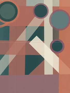 Abstract geometric design featuring overlapping circles, squares, and diago.. Stock Illustration