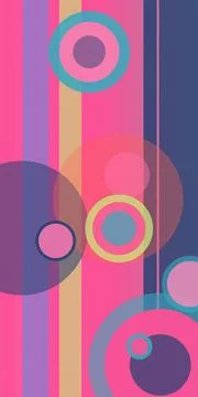 Abstract geometric design featuring overlapping colorful rings and vertical.. Stock-Illustration