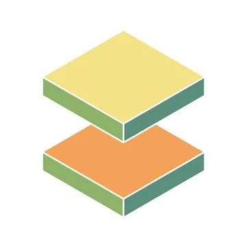 Abstract geometric design featuring two stacked isometric squares in muted pa Illustrazione stock