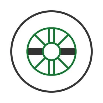 Abstract geometric design featuring a vibrant green circle with linear elem.. Illustrazione stock