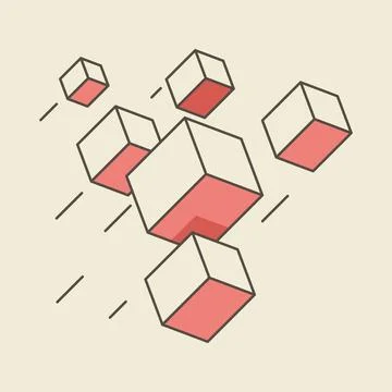Abstract geometric design. Flying cubes. Illustrazione stock