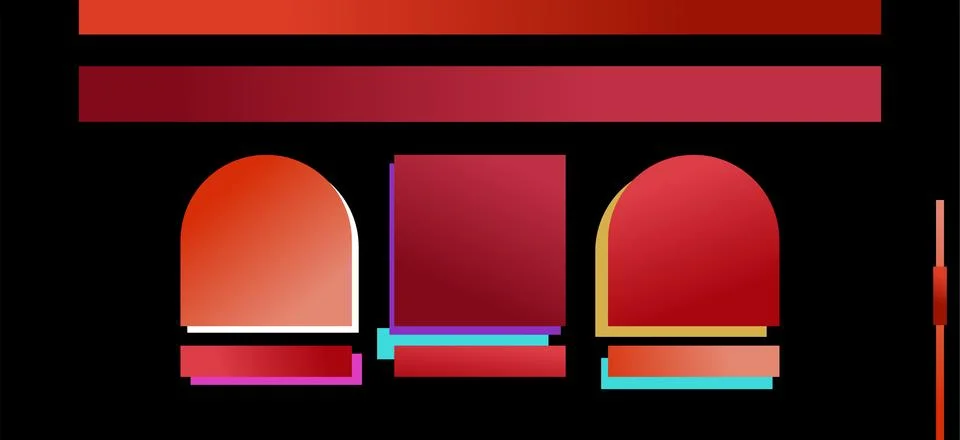 Abstract Geometric Design with Gradient Red and Orange Shapes, Colorful Out.. Stock Illustration