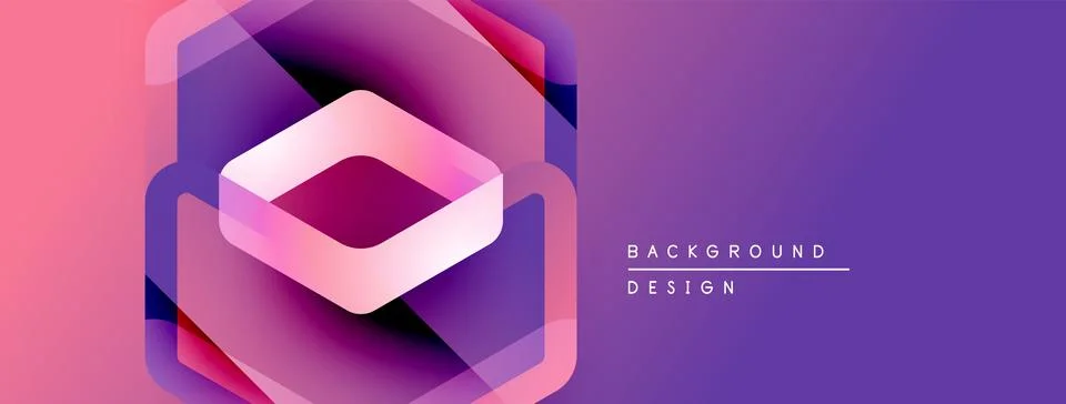 Abstract geometric design. Hexagonal shape with layered transparent elements. 스톡 일러스트