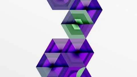 Abstract geometric design. Hexagonal shapes stack, creating zigzag pattern. Stock Illustration