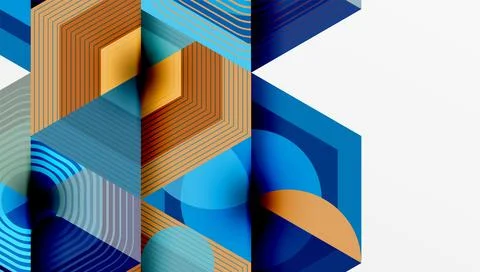 Abstract geometric design. Hexagons, lines, circles create modern visual texture Illustrazione stock