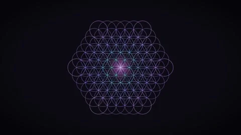 Abstract geometric design with intersecting circles on dark background Stock Footage 336995791