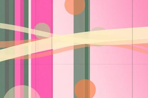 Abstract geometric design with intersecting lines and circles in pink and g.. Stock Illustration