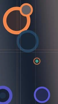 An abstract geometric design with layered circles in orange and blue tones,.. Illustrazione stock