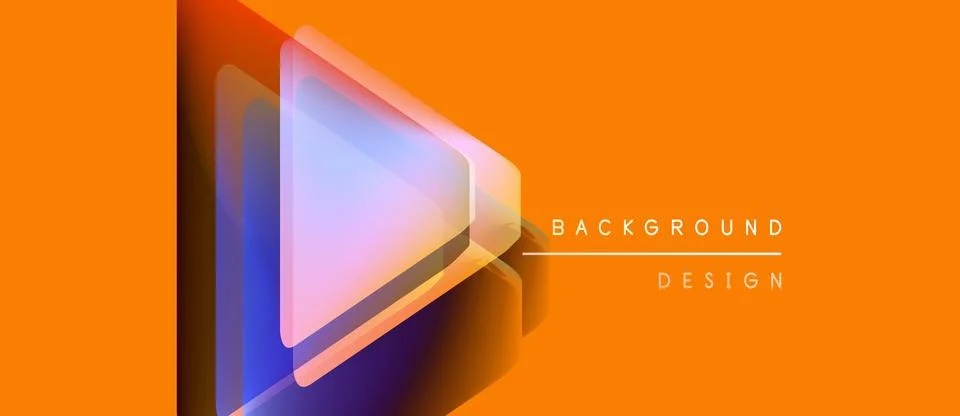 Abstract geometric design. Orange backdrop features layered triangle shapes, Stock Illustration