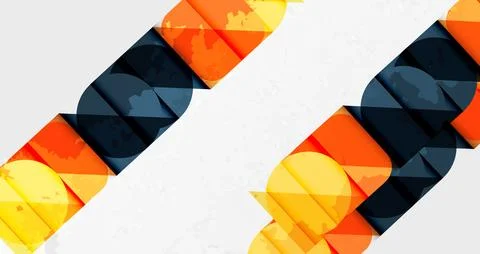 Abstract geometric design. Orange, dark blue shapes intersect white background. Stock Illustration
