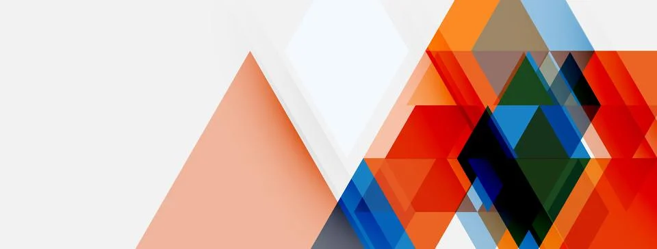 Abstract geometric design. Orange triangle, layered squares, rectangles creat Illustrazione stock