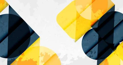 Abstract geometric design. Overlapping circles, squares create dynamic Stock Illustration
