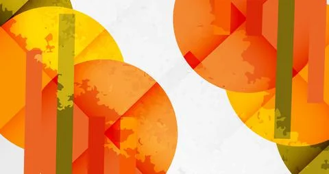 Abstract geometric design. Overlapping circles, triangles, rectangles create Stock Illustration