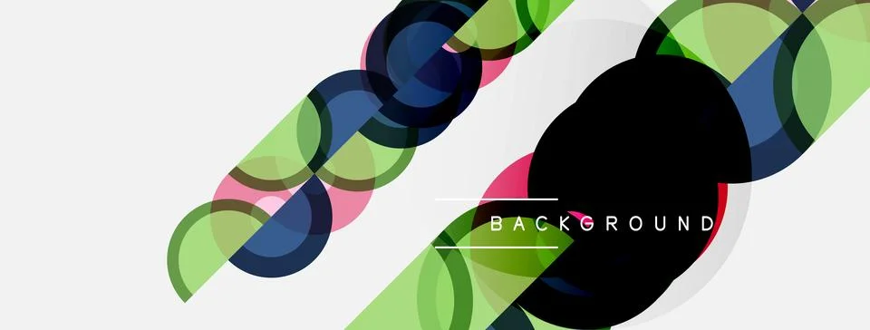 Abstract geometric design. Overlapping circles, squares create dynamic Illustrazione stock