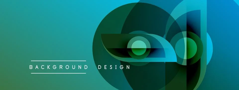 Abstract geometric design. Overlapping circles, squares create dynamic visual Illustrazione stock